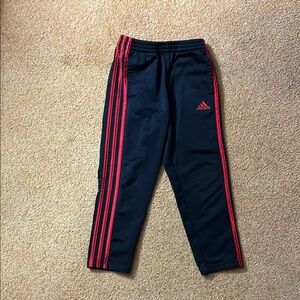 Adidas Kids Black Joggers with Red Stripes